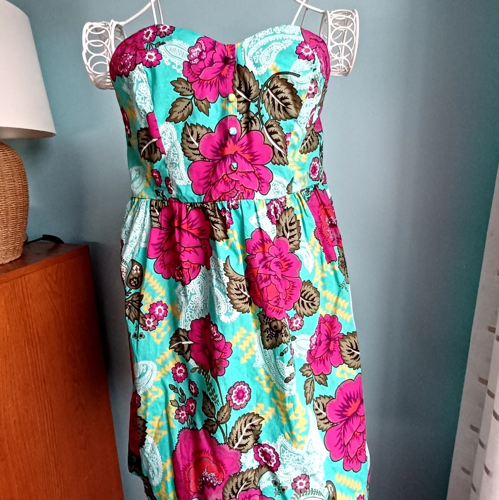 EUC Fire Los Angeles Strapless Floral Dress - Women's Size Large